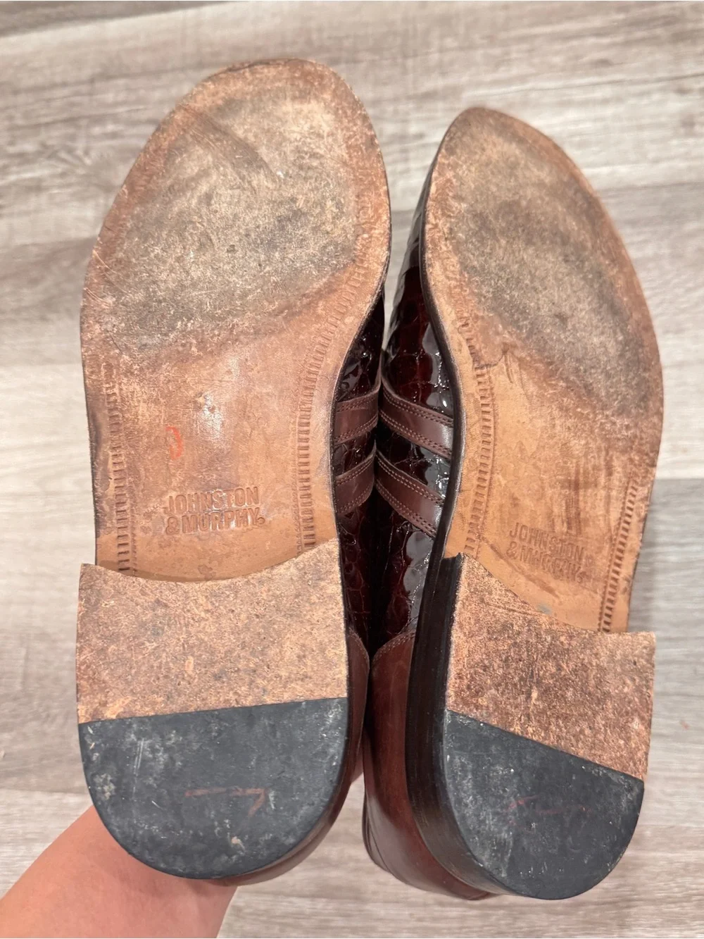 Johnston & Murphy Mixon Loafers Brown Leather Croc Print Tassels Men's 13